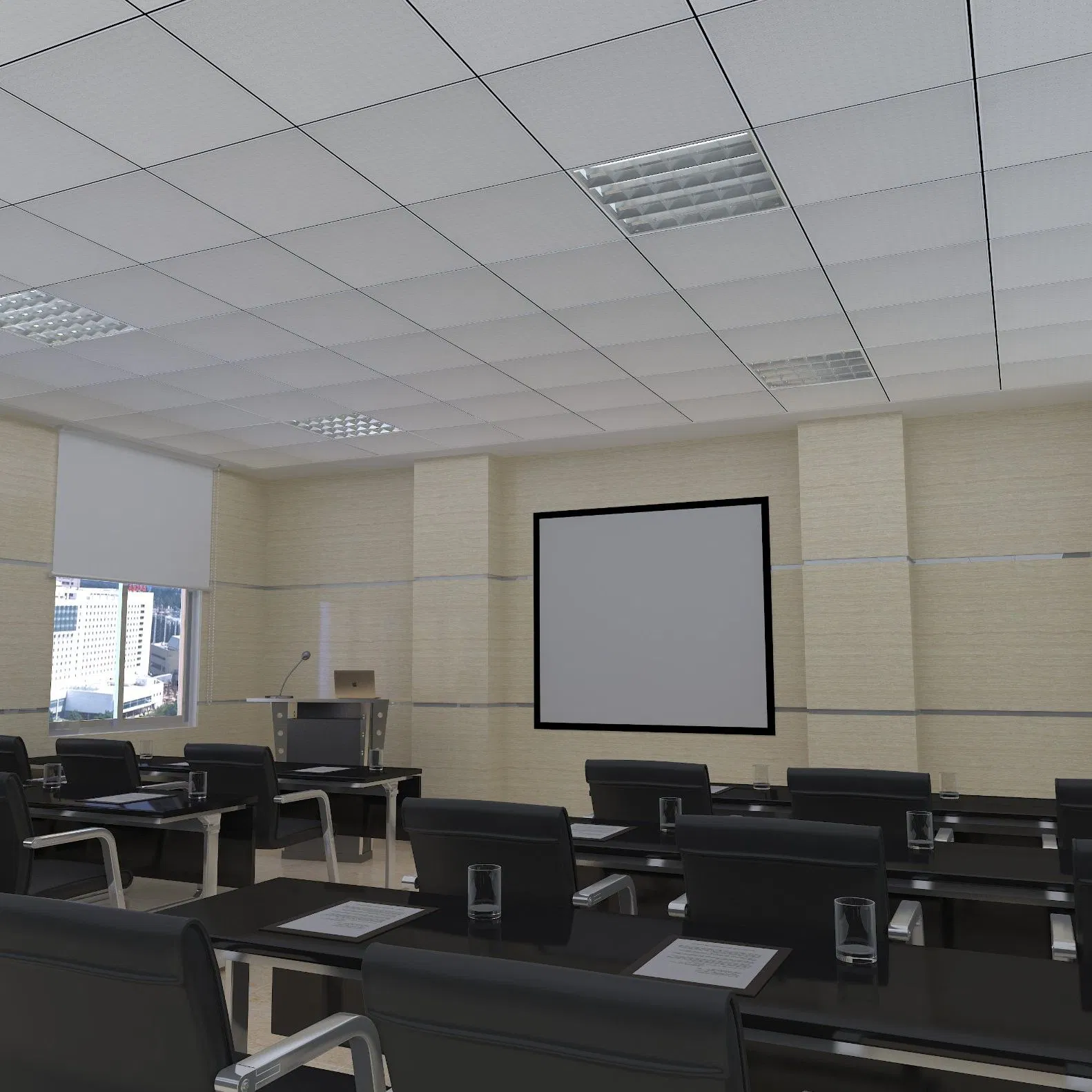 Shopping Mall Ceiling Panels Indoor Decoration Gypsum Ceiling 14mm Thickness