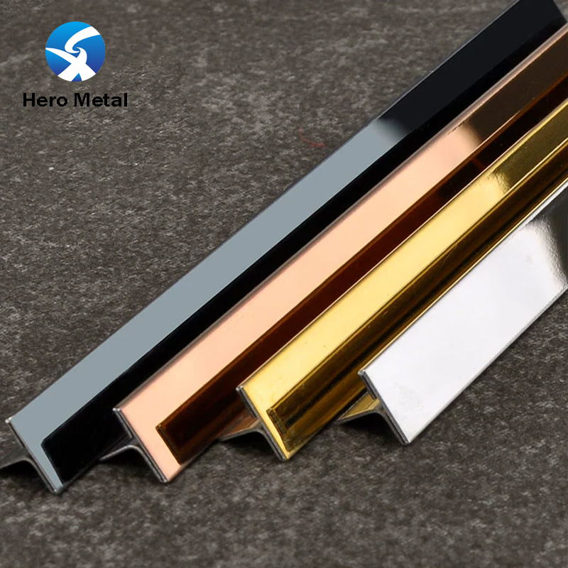 Wholesale Flooring Decoration Stainles Steel Profile T Shape Corner for Outside Gold Grey Hero Metal Trim Edge Tile Strip