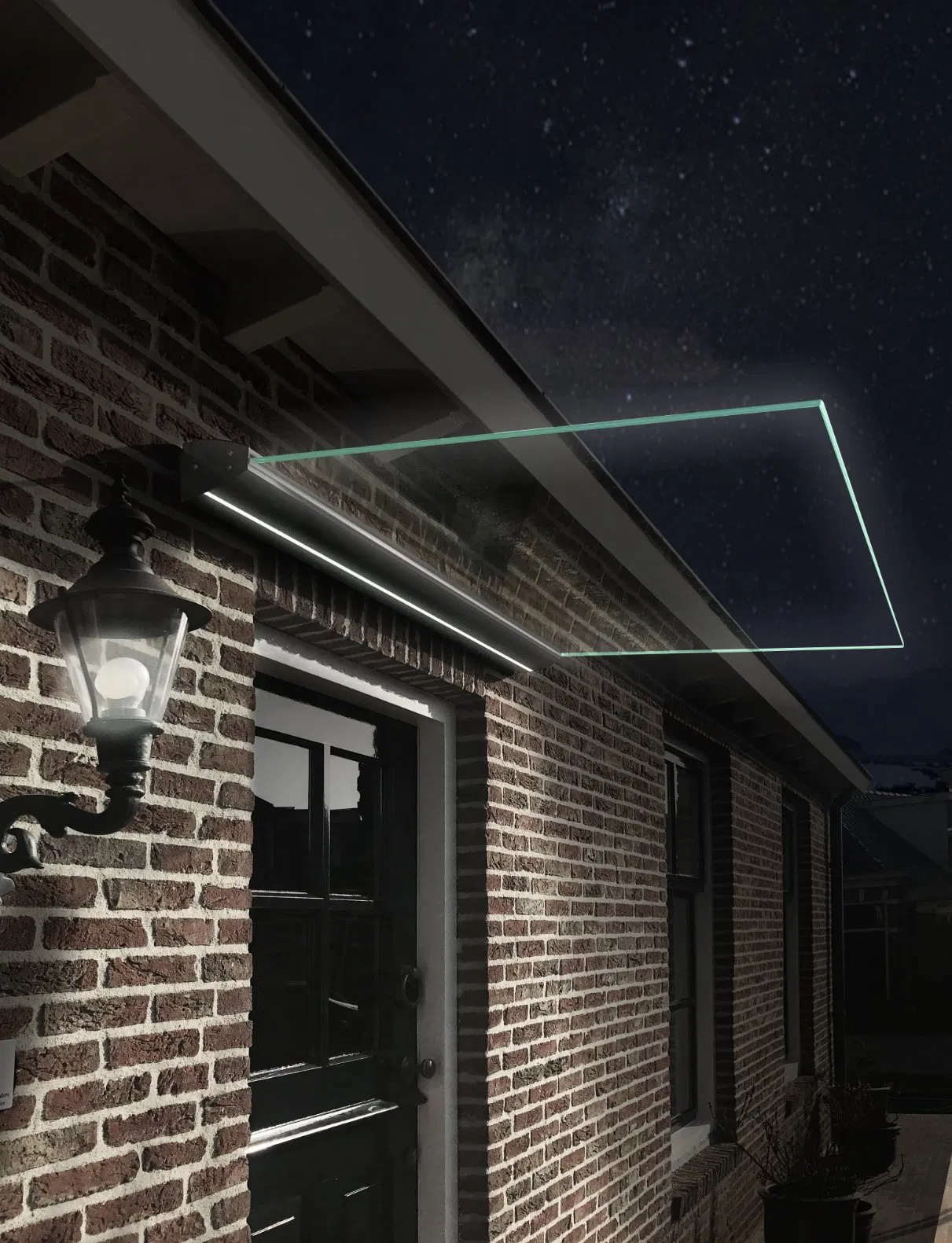 Window Rain Cover High Quality Glass, LED Lights