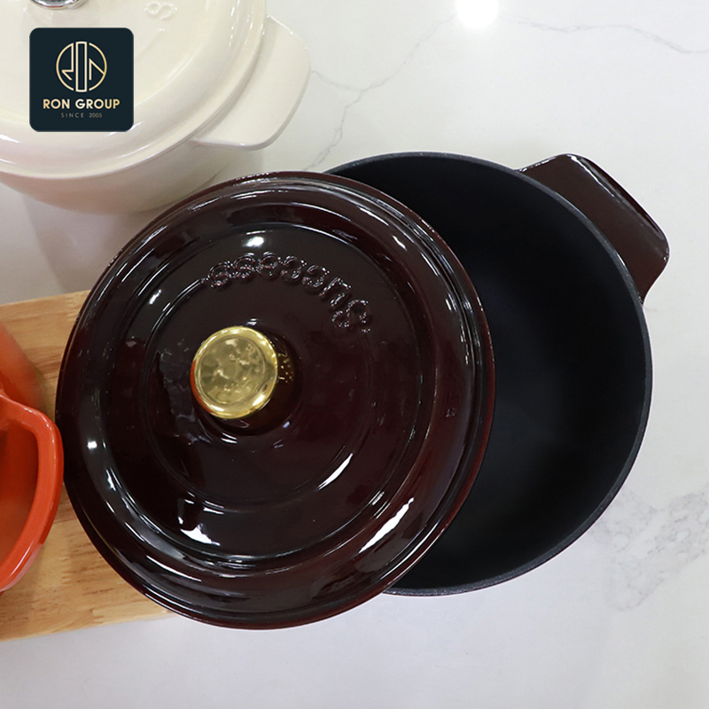 Wholesales Modern Hotel Restaurant Enamel Iron Buffet Food Service Casseroles Cooking Pot for Commercial Kitchenware Dinner Cutlery