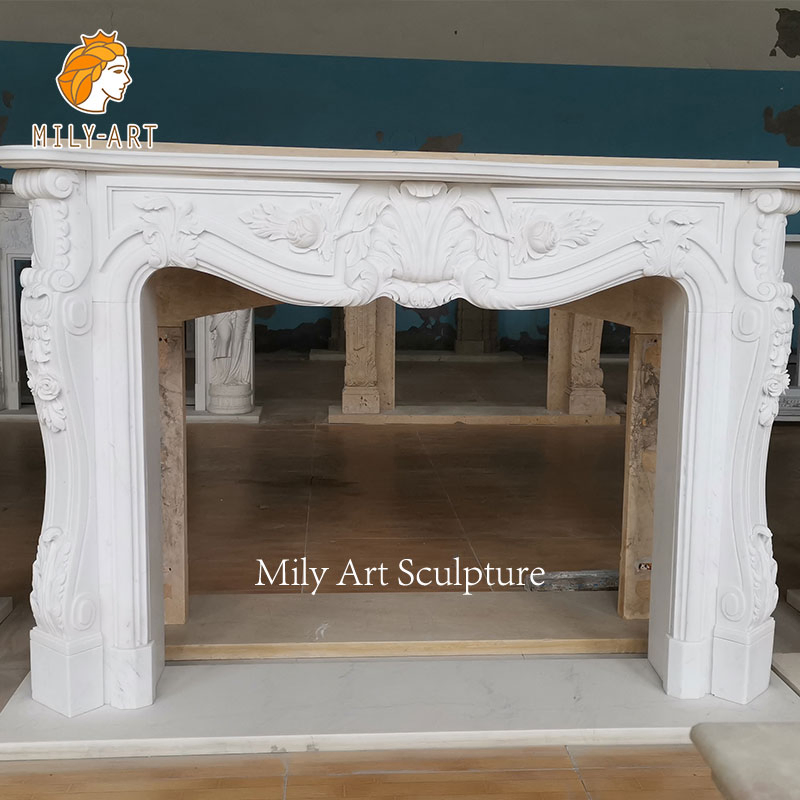 Custom Classical White Marble Stone Fireplace Surround for Sale