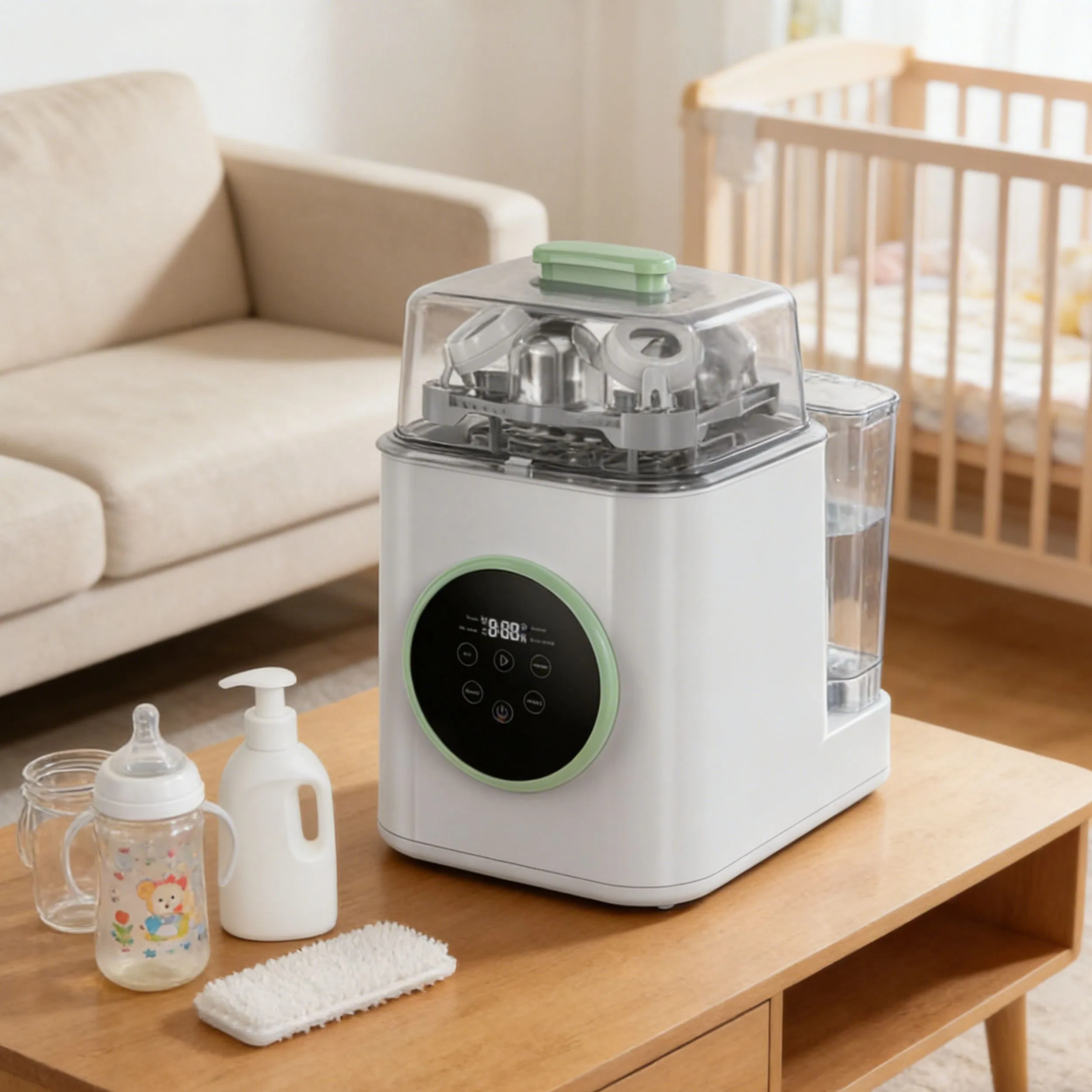 Longbank New 4 in 1 Food Grade LED Electric 12.7L Automatic 4 Sets Baby Bottle Washer Sterilizer Dryer Storage Cleaner Machine