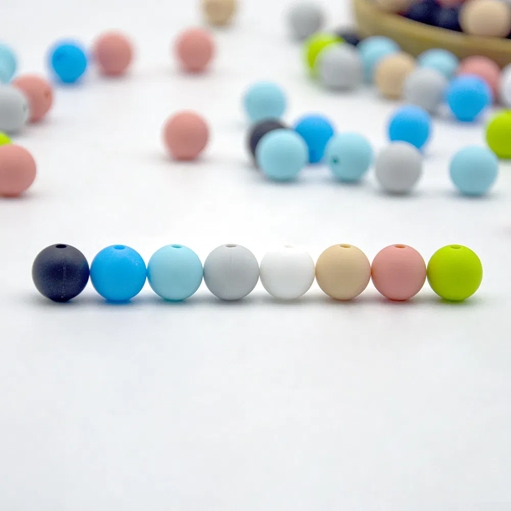 150 Kleuren Op Voorraad Groothandel Voedselveilige Baby Bijtring Kleurrijke Losse Kralen 12mm 15mm Ronde Siliconen Kralen Voor Penmaken