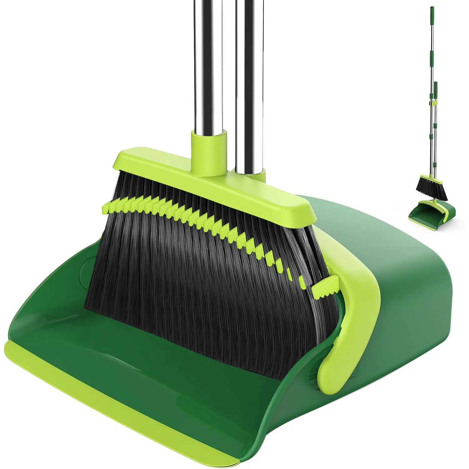 Home Use Indoor Outdoor Sweeping Self-Cleaning Stand up Broom with Dustpan Teeth