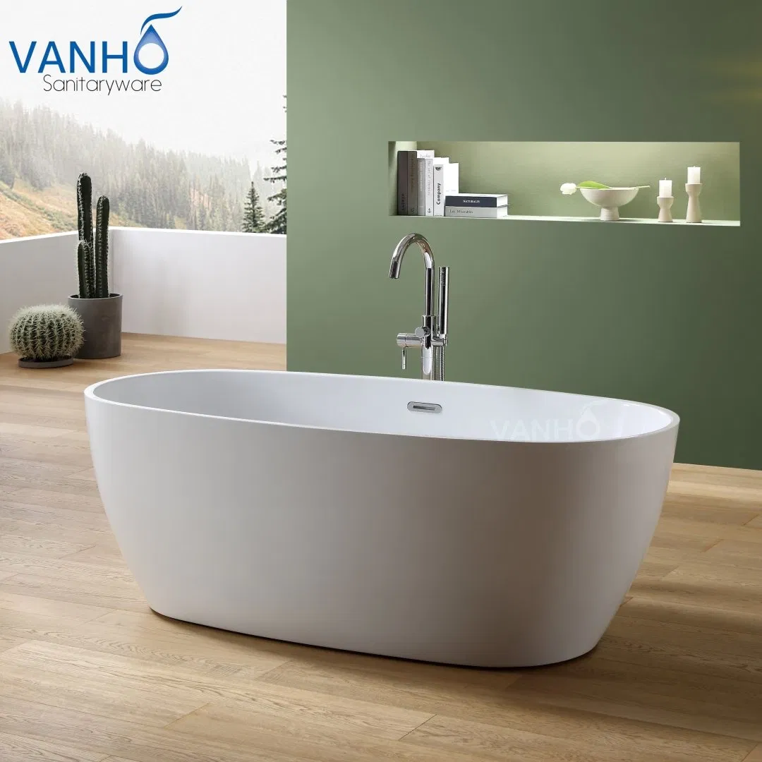 High-Quality Freestanding Acrylic Bathtub with Seamless Skirts and Pop-up Drainer