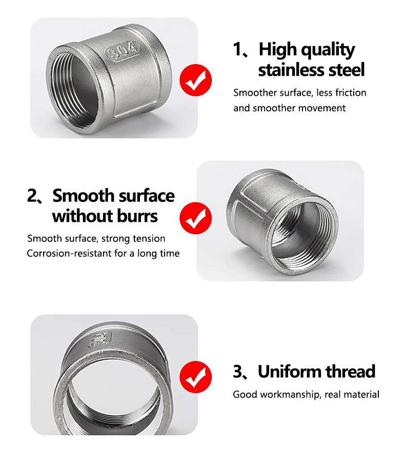 Quality Metal Products SS304 Female Thread 1-1/2'' Coupling