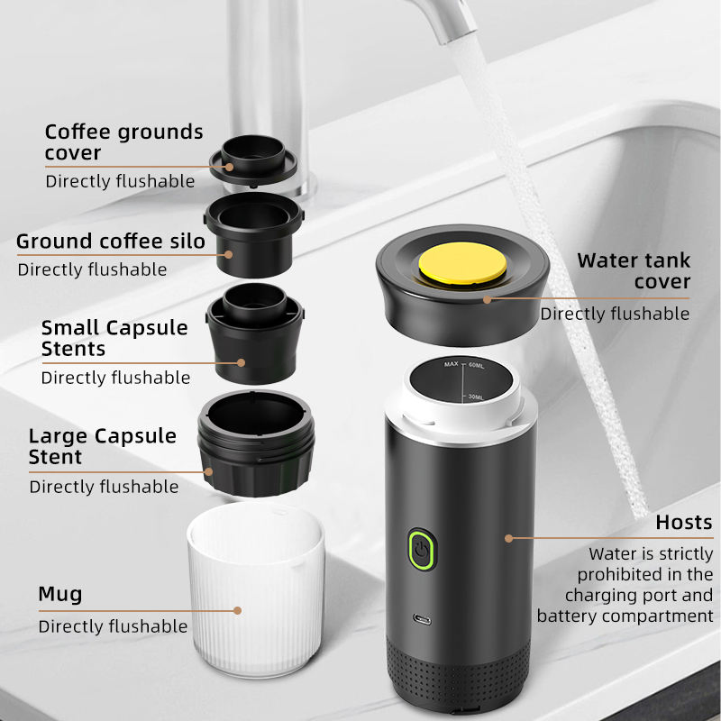 USB Rechargeable Portable Espresso Coffee Maker Cold Brew Capsule Extraction Coffee Machine