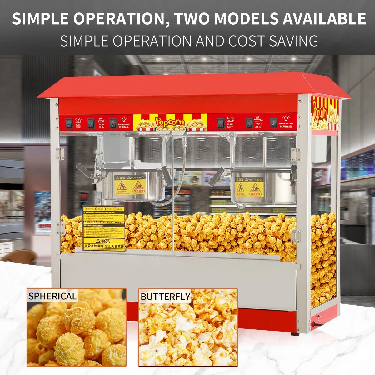 China Factory Made Double Boiler Popcorn Machine