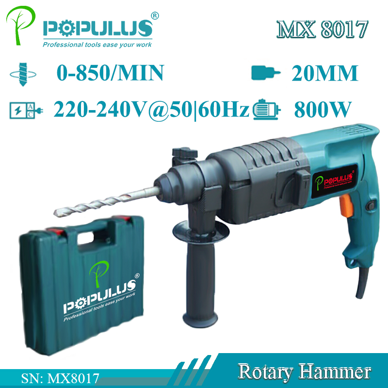 Populus New Arrival Industrial Quality Rotary Hammer Power Tools 800W Electric Hammer for Argentina Market