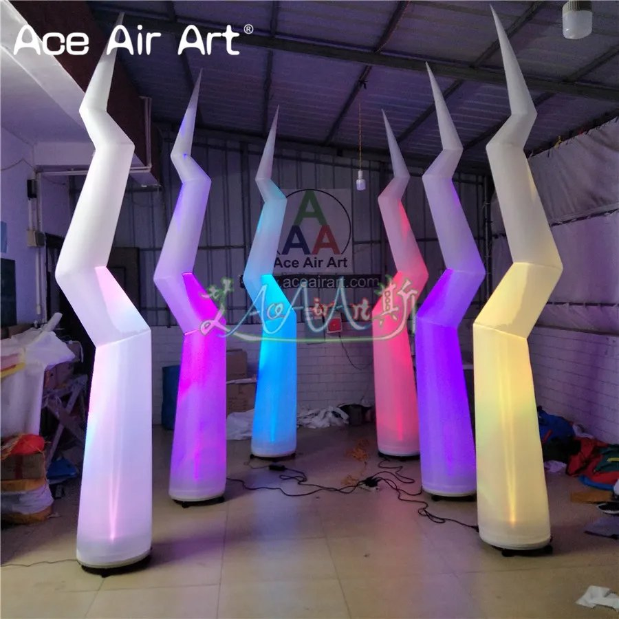 6 PCS/Lot 3mh Beautiful Inflatable Flash Lighting Bolt Inflatable Flash Pillars for Stage Party Decorations