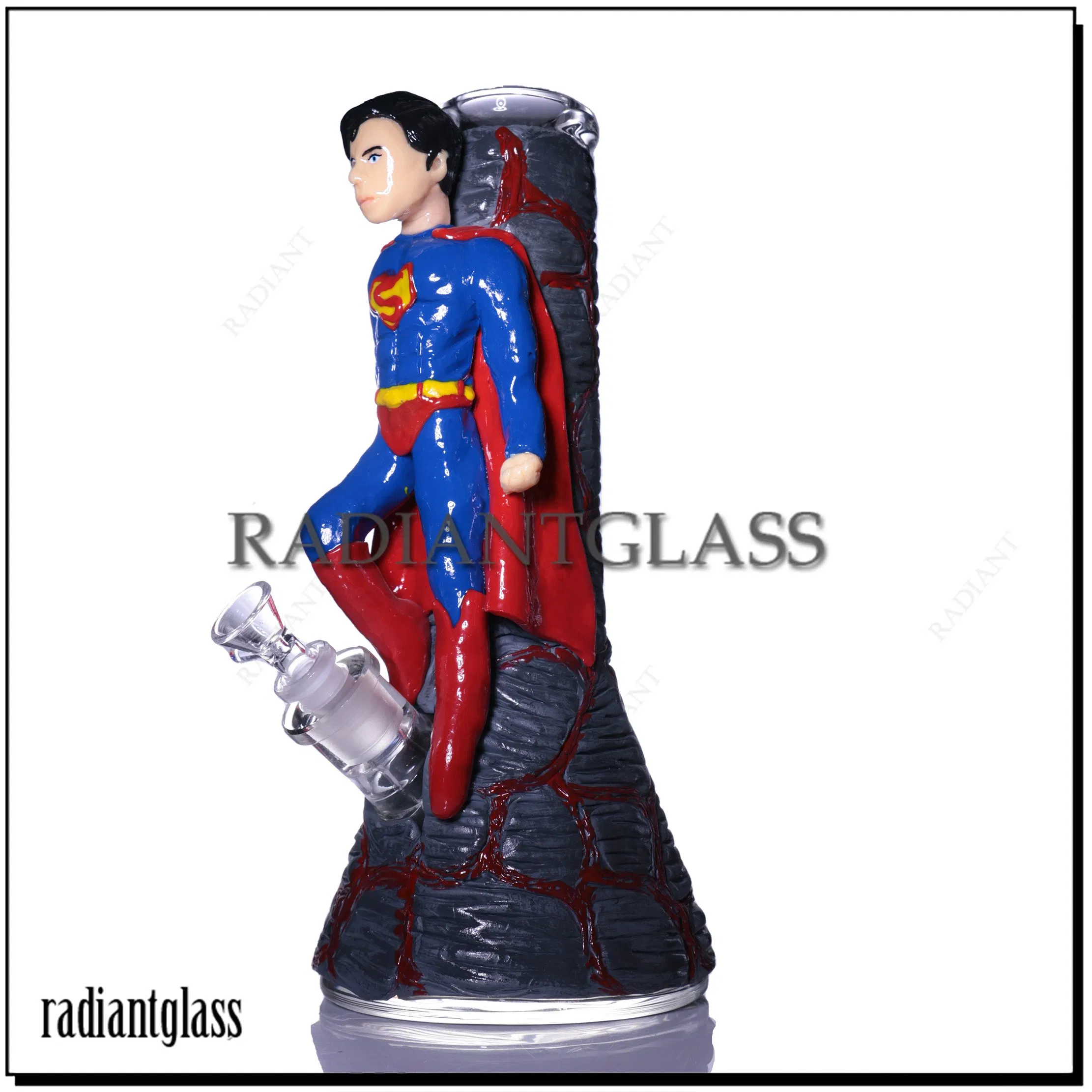 Wholesale Carton Character Superman Glass Water Pipe Beaker Hookah Smoking Pipes