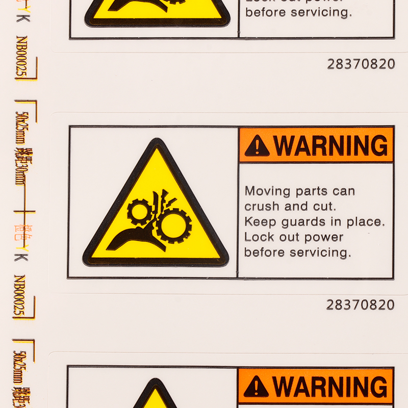 Custom Triangle Print White Pet Waterproof Security Warning Label Sticker Factory