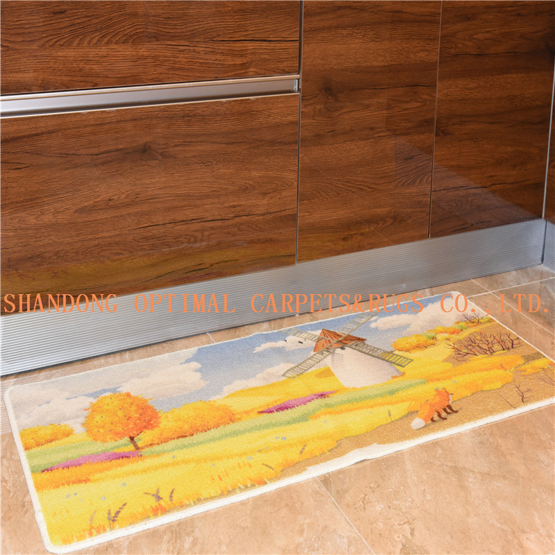 2PCS/Set Anti-Slip Custom Design Nylon Material Kitchen Mat Waterproof Non-Slip Printed Door Kitchen Floor Mat