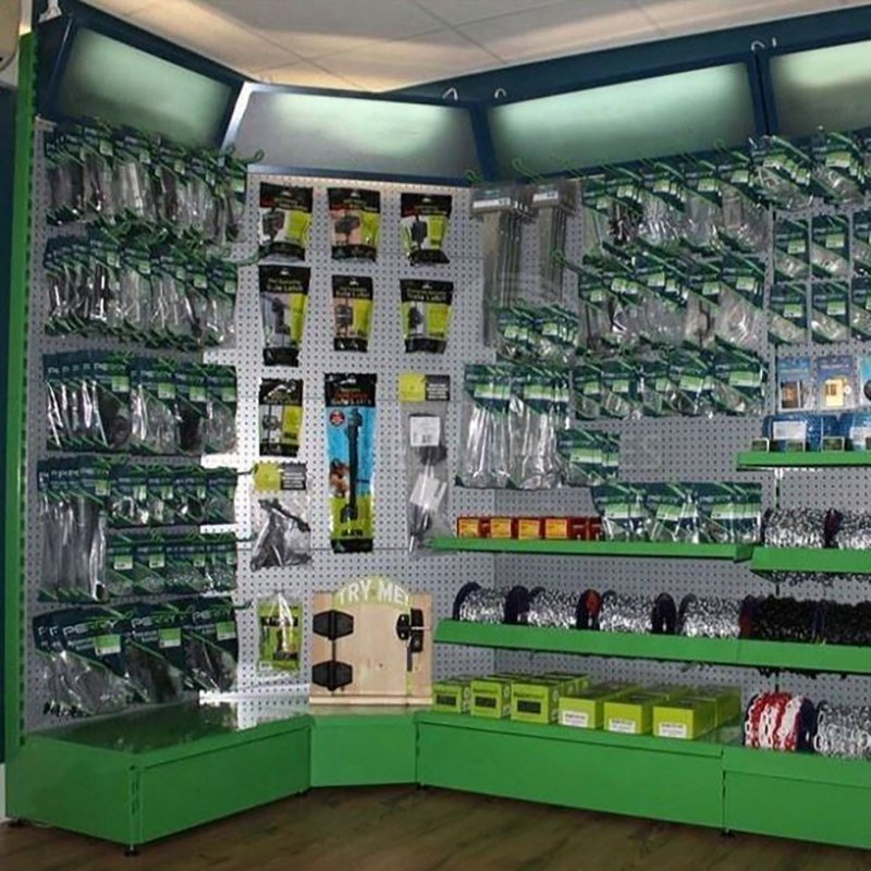 Custom Hardware Display Racks Pegboard Metal Tools Display Stand with LED for Hardware Store