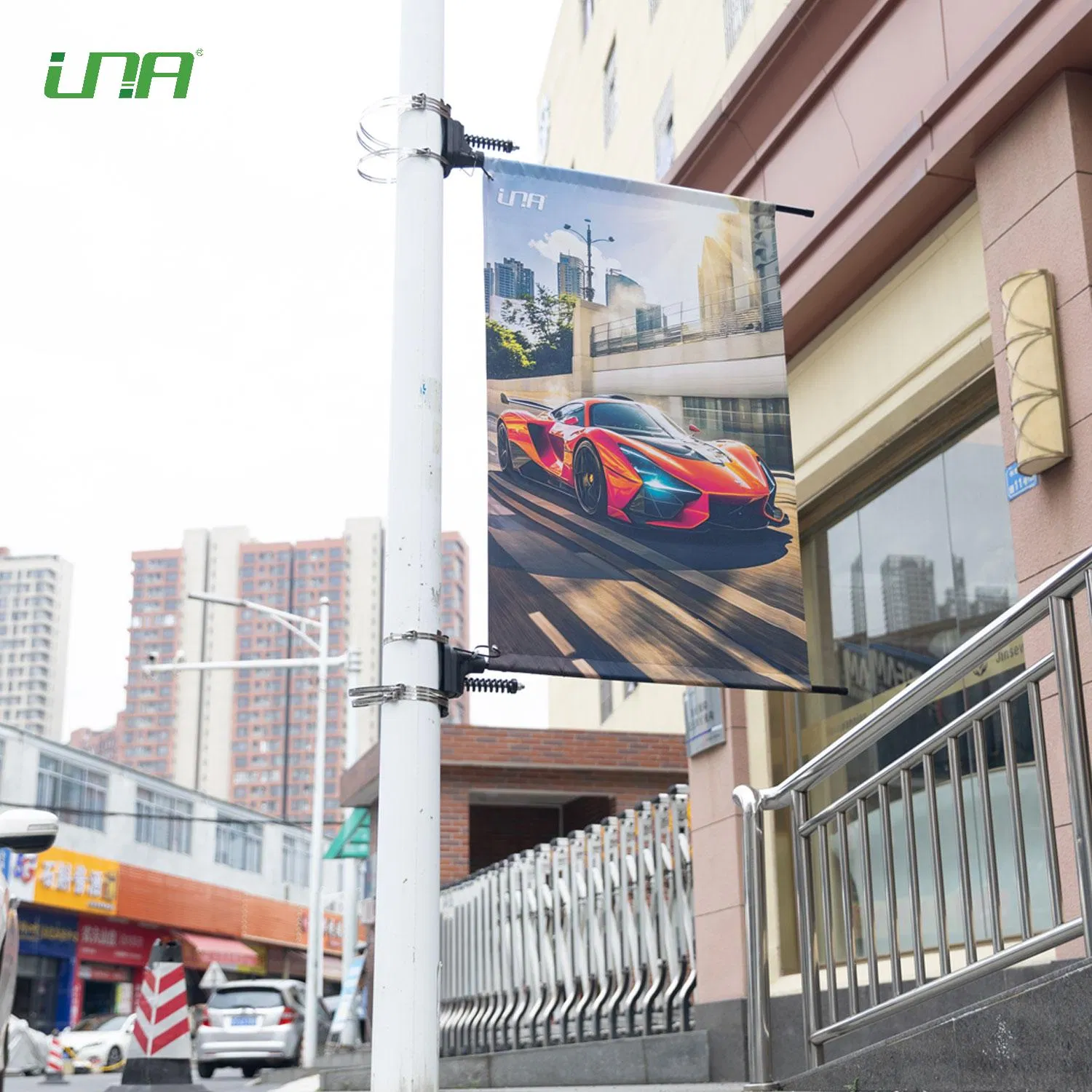 Metal Aluminium Street Light Pole Banner Brackets Advertising Flag Rod