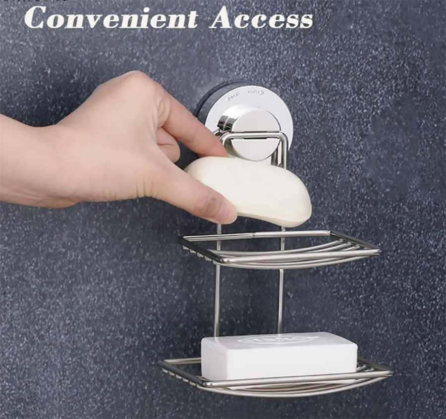 Stainless Steel Soap Holder Soap Dish for Shower with Suction Cup
