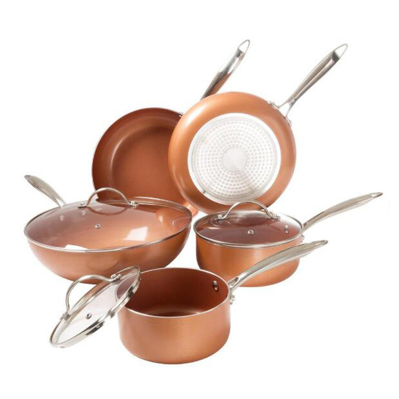 New Design 10PCS Copper Ceramic Cookware Set for Home Kitchen