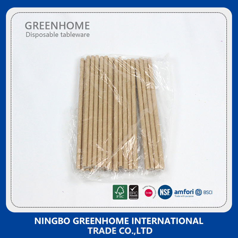 Customizable Disposable Paper Tableware 198mm Length Paper Straw Natural Color for Drinking