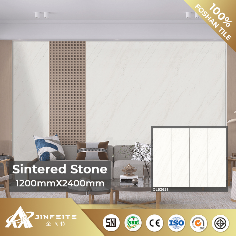 White Glossy Surface Marble Design Sintered Stone 1200*2400mm for Bedroom Wall Best Price