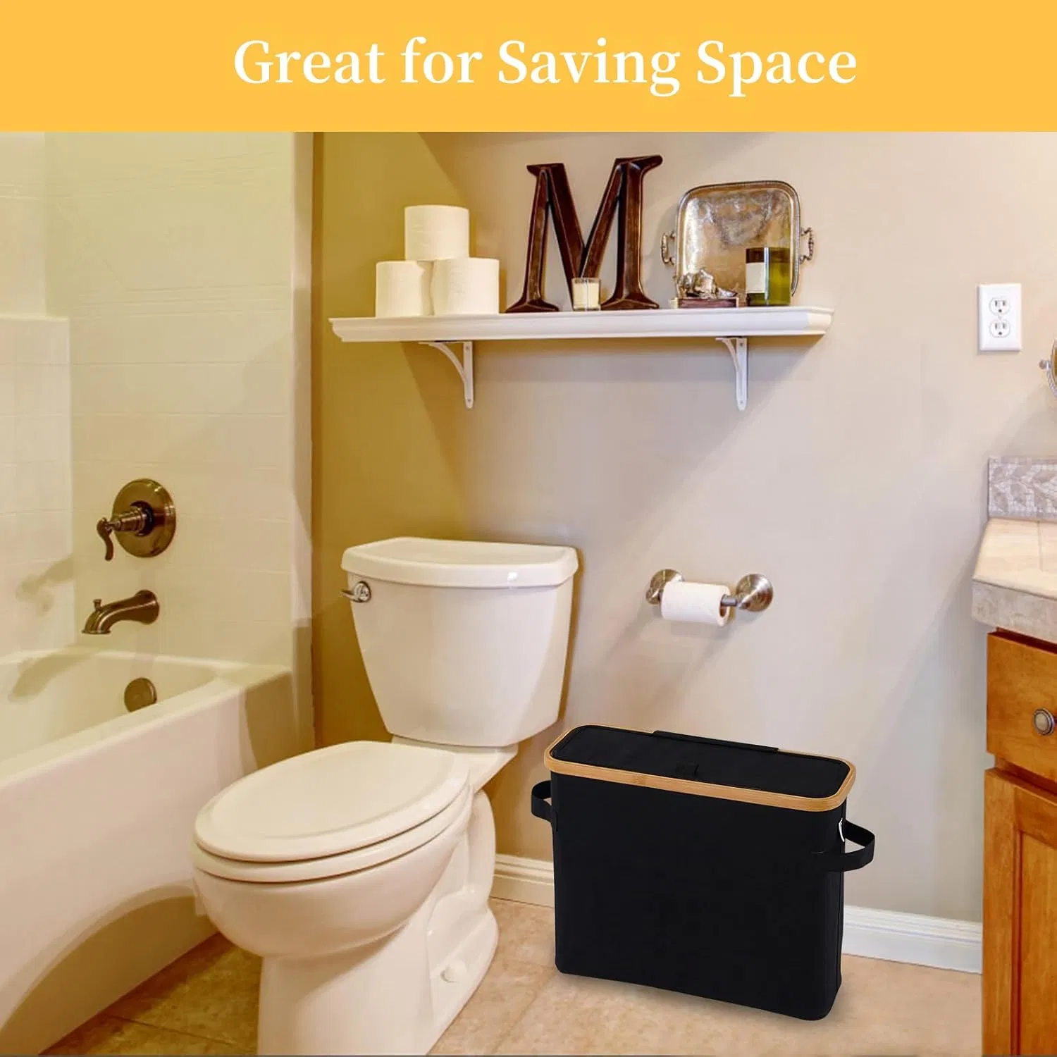 Bamboo Household Minimalist Oxford Cloth Made Bathroom Toilet Roll Paper Storage Basket