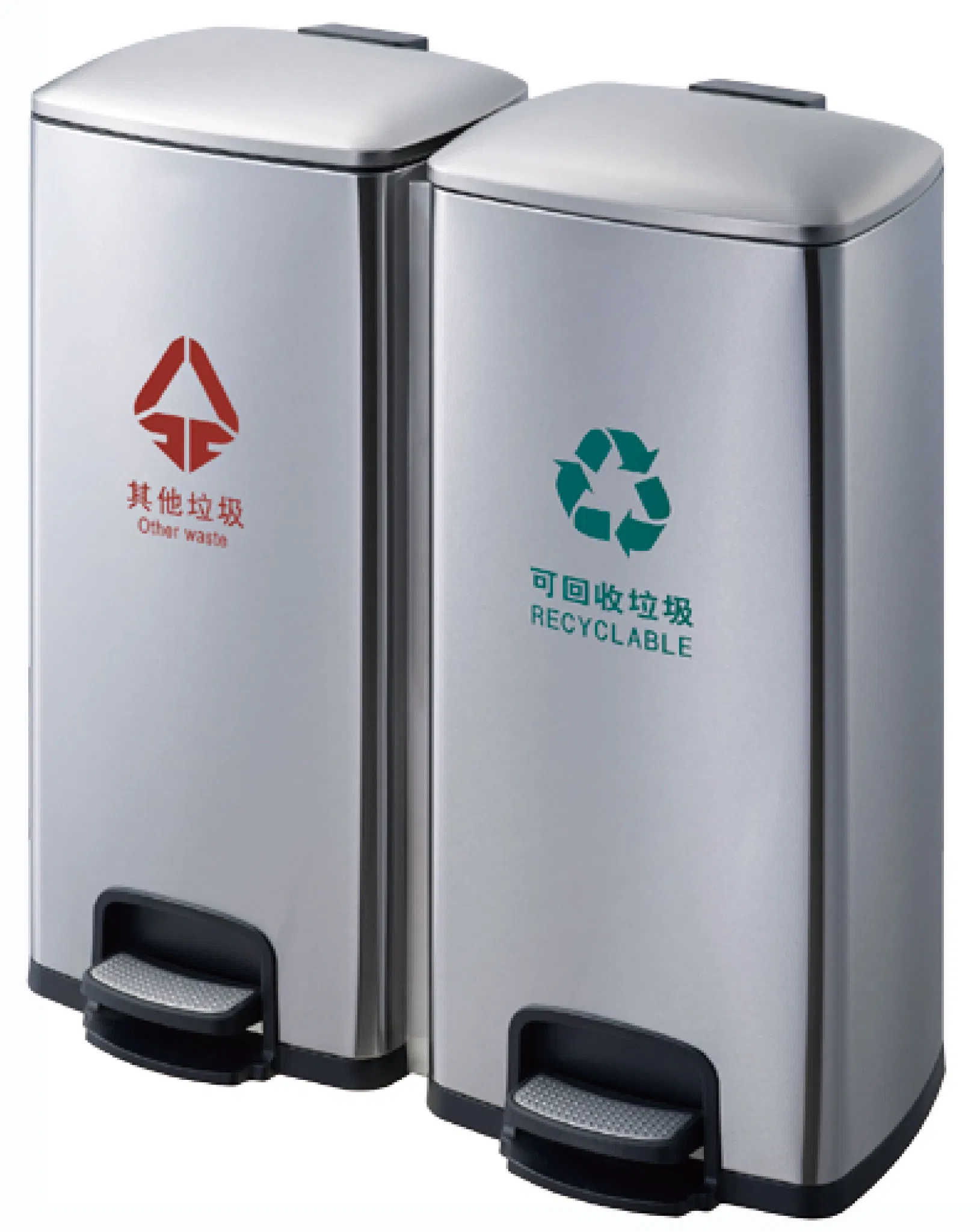 Двухсекционный педальный мусорный бак для кухни