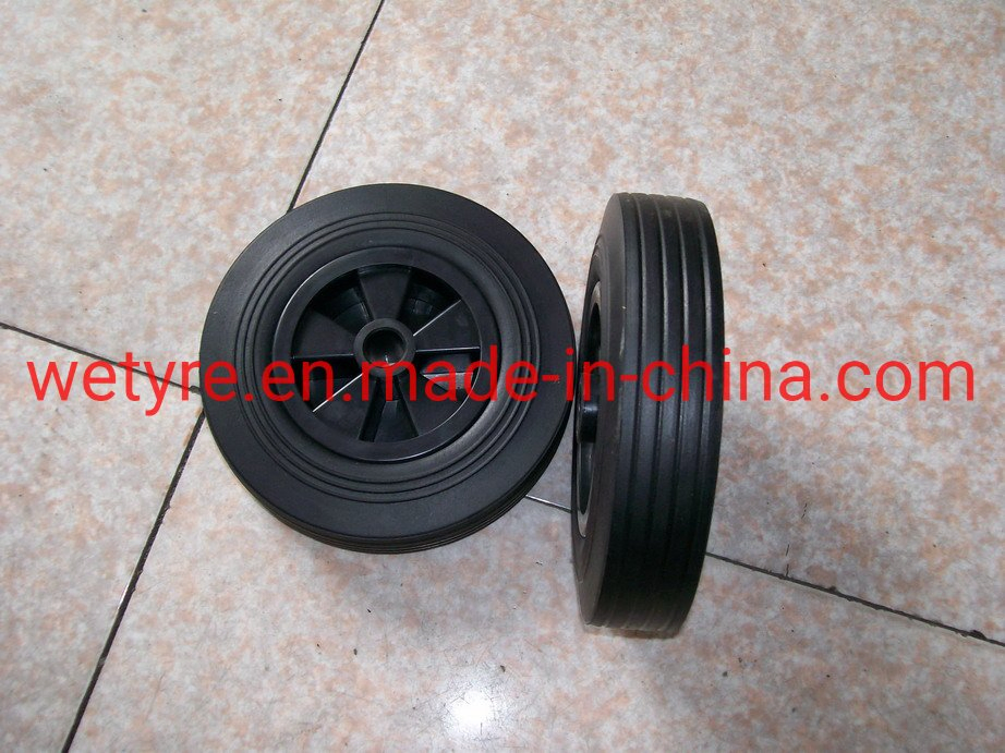 Plastic Rim Rubber Powder Inflatless High Load Capacity Soild Rubber Wheel (200X50mm)