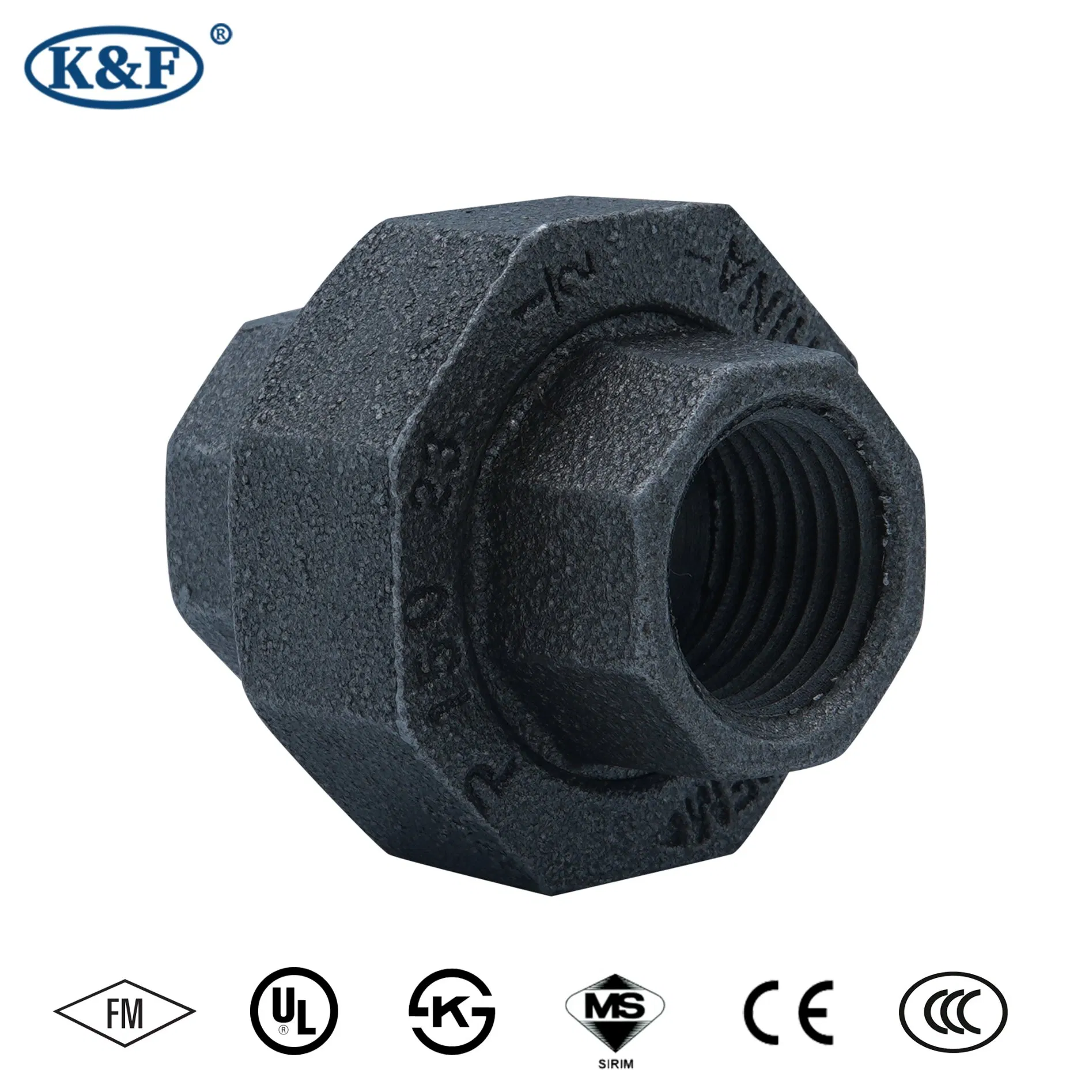 Kanaifu Black Malleable Iron Casting Water Pipe Fitting Union with FM UL for Fire