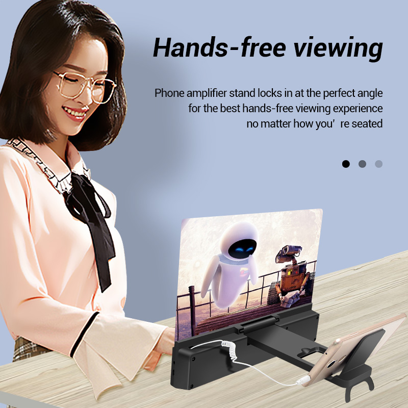 Supports All Smartphones 3D HD Cell Mobile Phone Screen Magnifier with Speakers