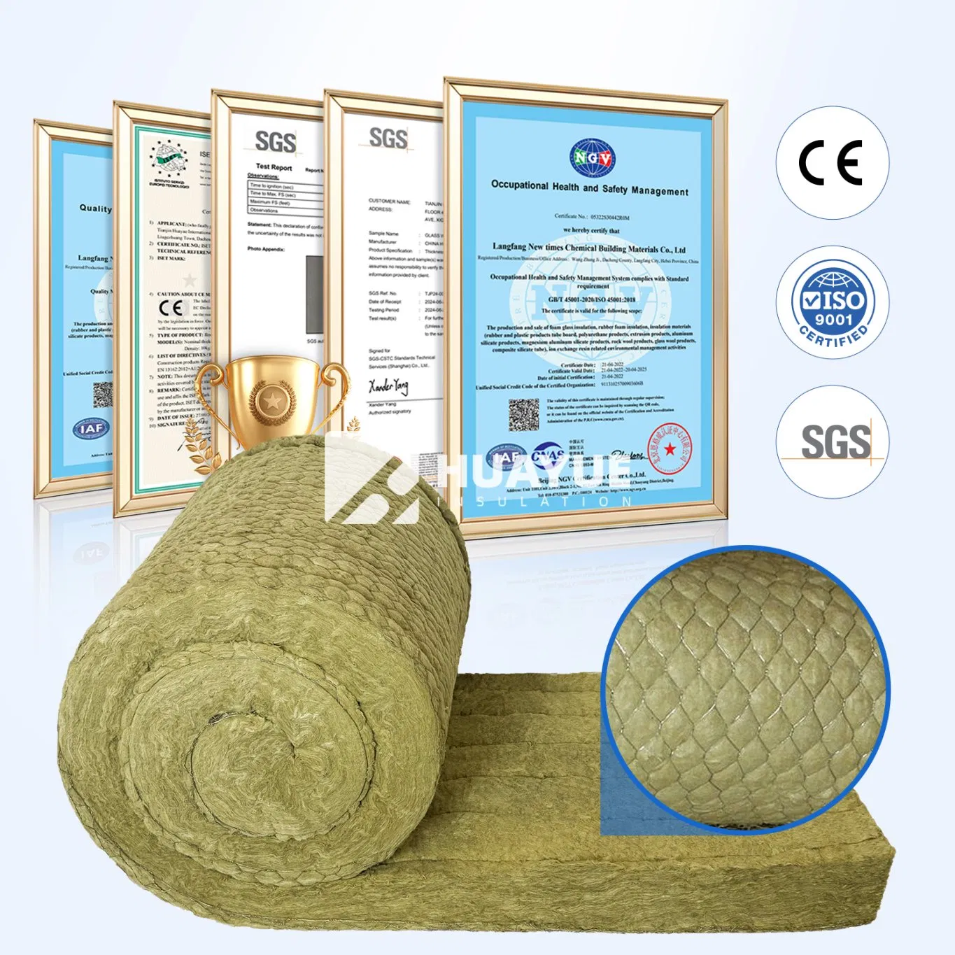 Huayue Modern Industrial 25mm Basalt Stone Wool Blanket Fireproof 100mm 150mm Thickness Shape PE Mineral Wool