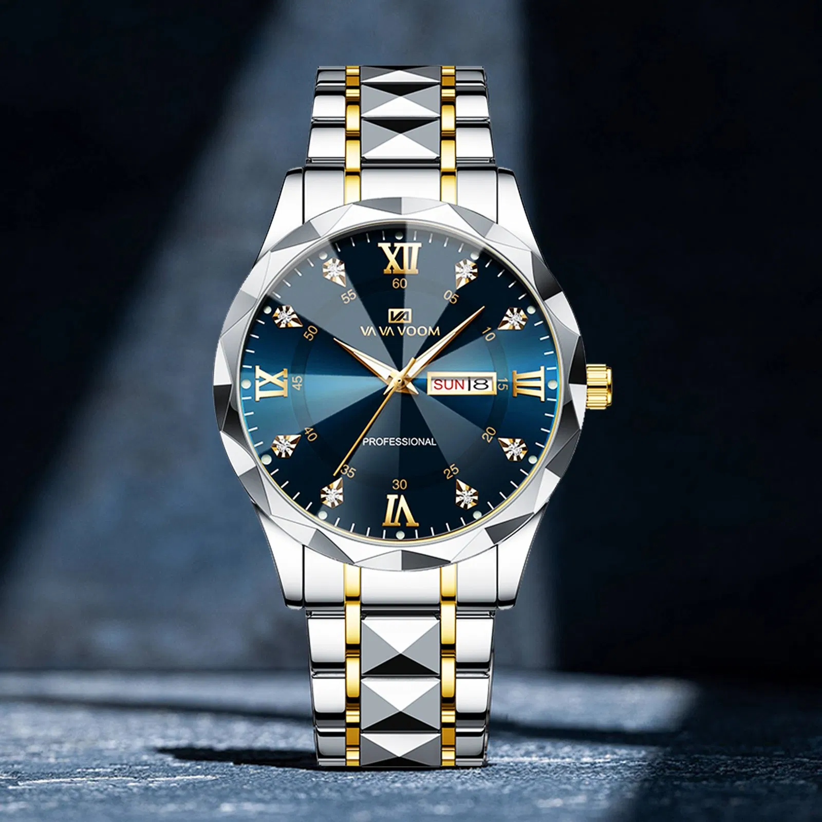 Men's Day of The Week Date Quartz Gift Watch Luxury Waterproof Steel Strap Custom Made Watches