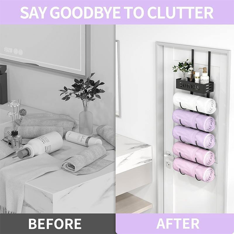 Multi-Tier Metal Wall-Mounted Bathroom Storage Cross-Border Towel Rack