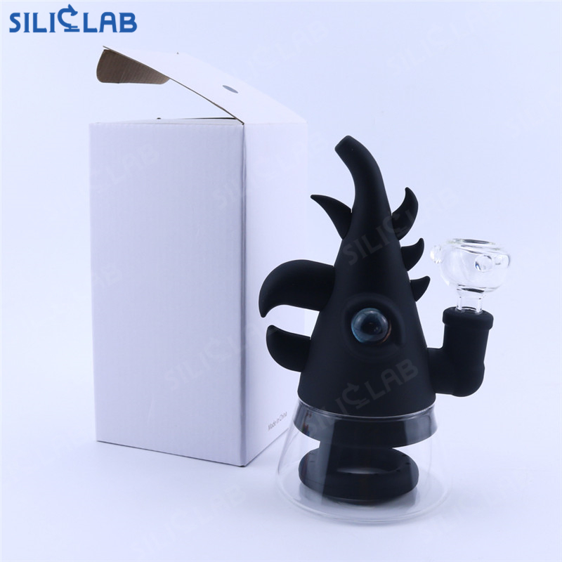 Glass Bubbler Smoke Filter Silicone Water Pipe Hookah Smoking Dry Herb Tobacco Rhino-Bird Style Smoking Pipes