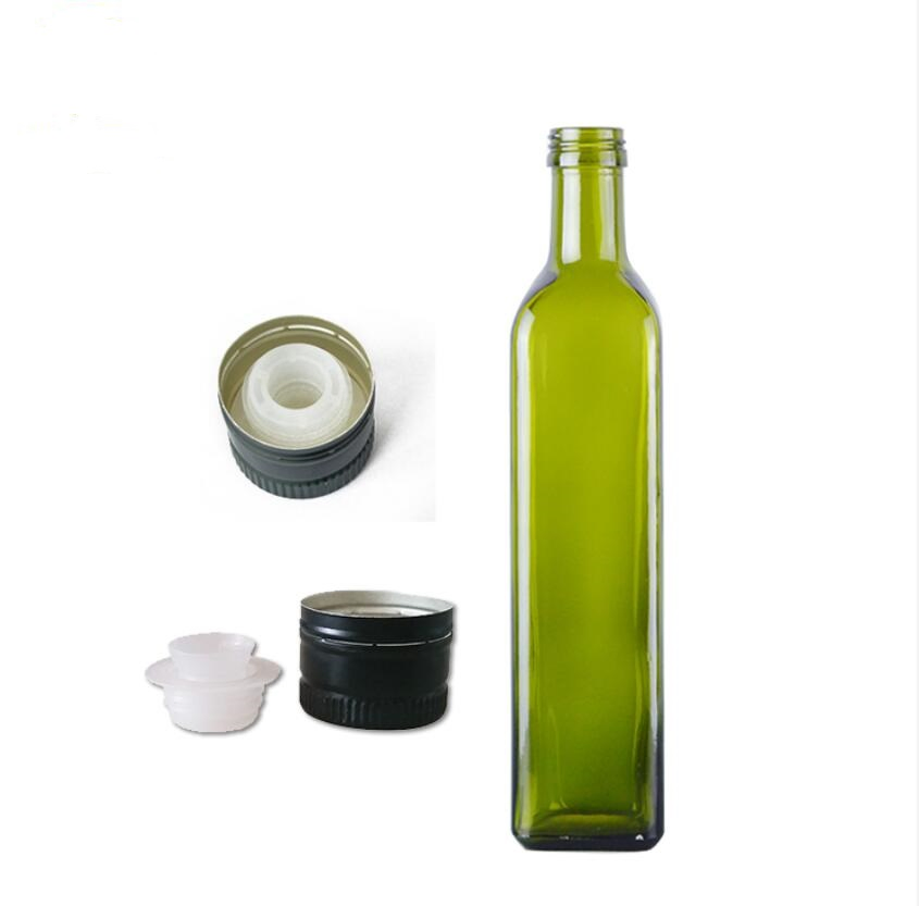 250ml 500ml 750ml Empty Marasca Edible Oil Bottle Green Glass Olive Oil Bottles with Lid, Packaging Olive Oil Bottle.
