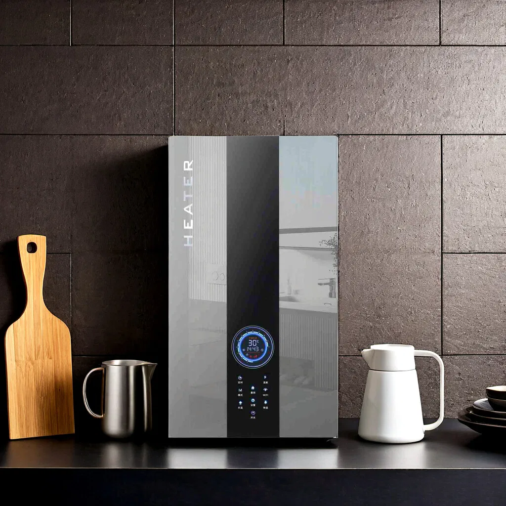 Silver Instant Electric Water Heater Boiler with Wall Mount Support