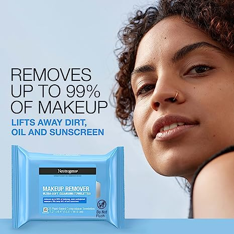 Amazon Cleansing Fragrance Free Makeup Remover, Cleansing Facial Towelettes for Waterproof Makeup, Alcohol-Free, Unscented, 100% Plant-Based Fibe
