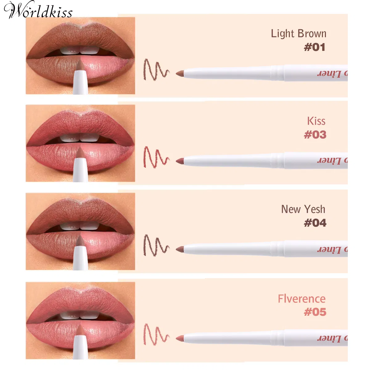 OEM Brown Vegan Waterproof Matte Creamy Long Wear Custom Lip Liner Pencil