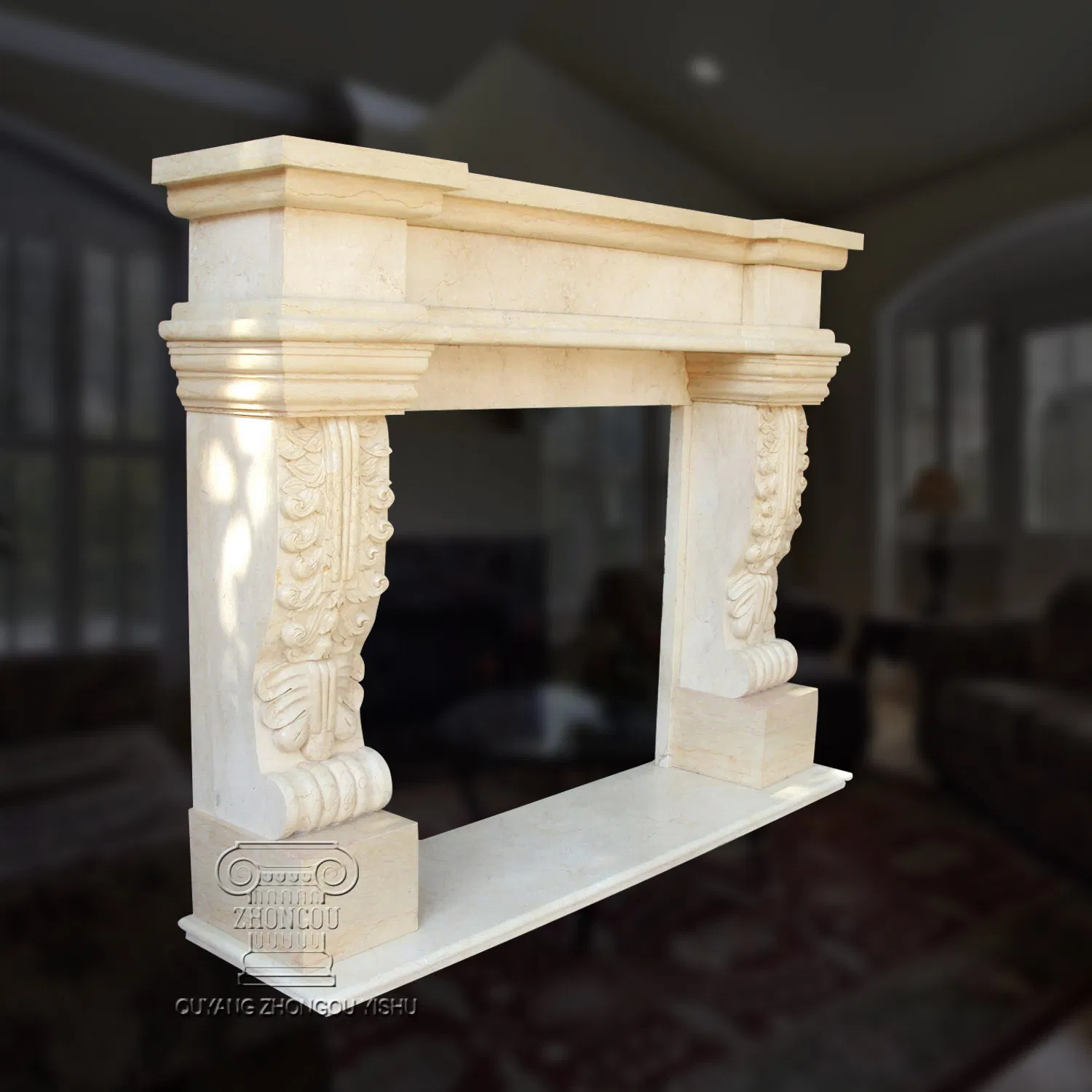 Simple Design Style Marble Fireplace Mantel