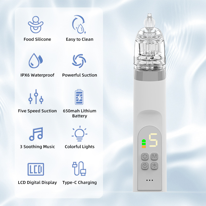 Adjustable Suction Level BPA Free Waterproof Electronic Baby Nasal Aspirator