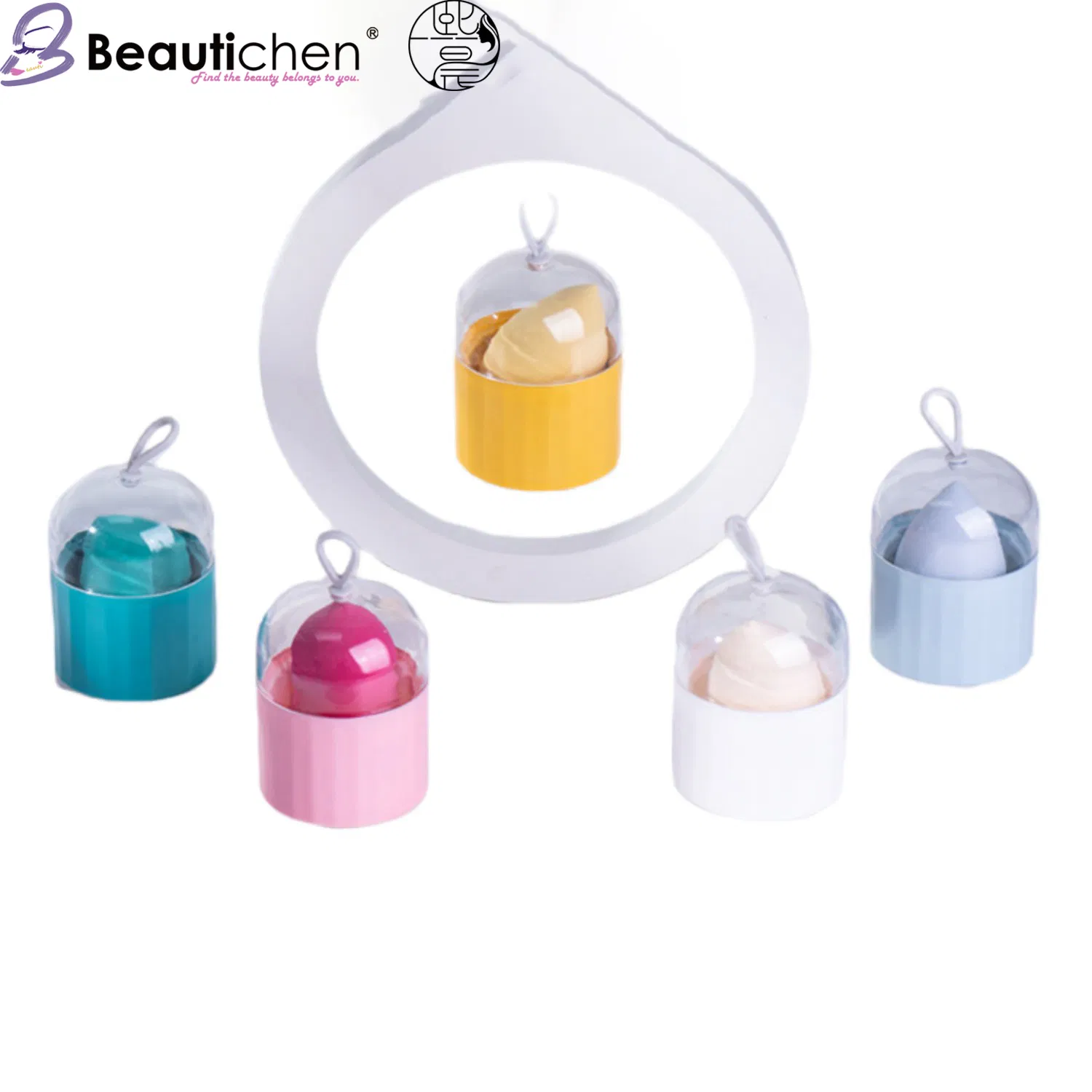 Beautichen Makeup Sponge with Storage Case - Dry/Wet Dual Use Non-Absorbent Cosmetic Puff, Water Activated Beauty Egg