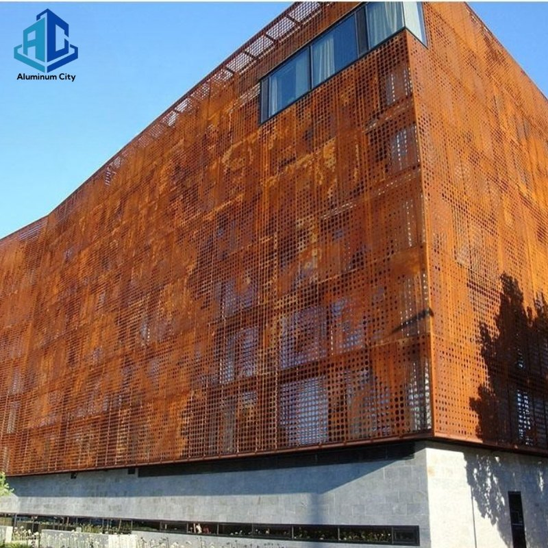 Corten Steel Facade Solid Metal Panel Clad Wall Panels