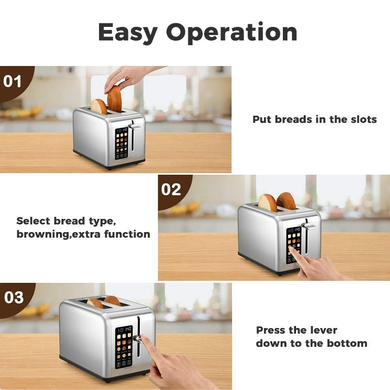 Newly Designed Stainless Steel Bread Toaster Touch Control Multifunctional Intelligent Toaster