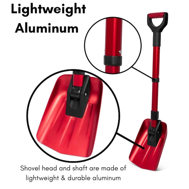 34" Folding Emergency Snow Shovel for Car Lightweight Aluminum Material Adjustable Length D Shape Handle Portable Sbow Shovel