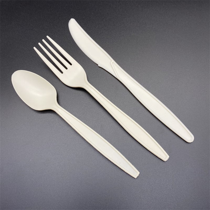 Disposable Food Grade Cornstarch Cutlery Set Packing with Napkin