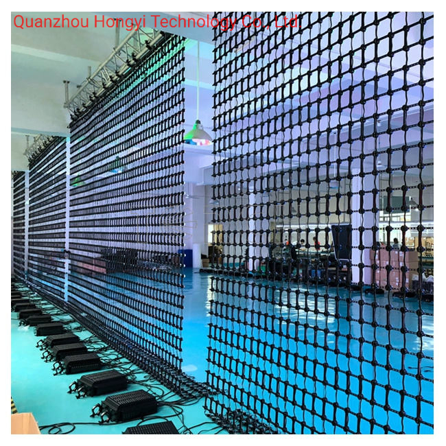 M6 P200mm Foldable LED Curtain Screen Soft LED Mesh Screen Outdoor Transparent LED Display Screen for Stage Rental