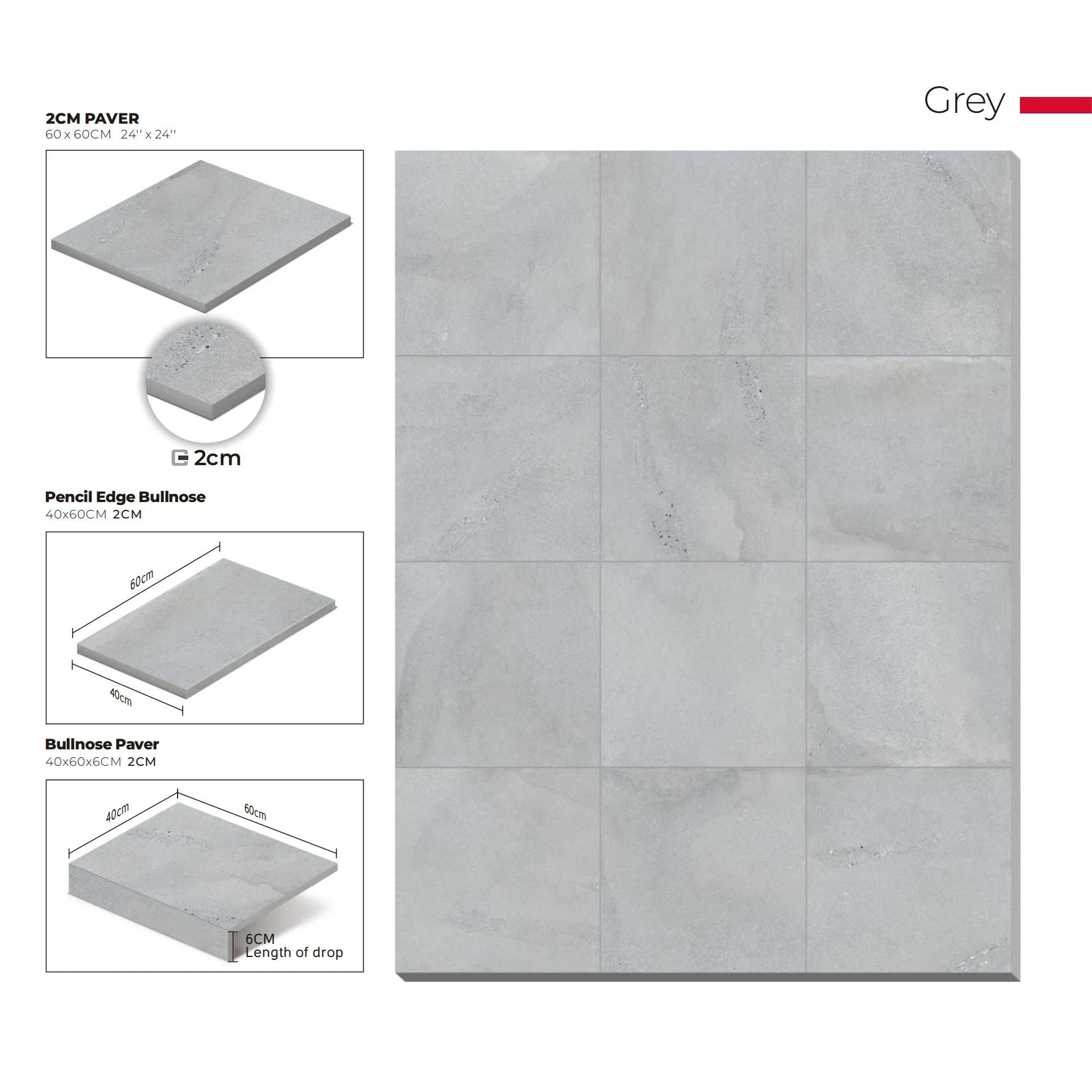 600X600 Full Body 2cm Thick Non-Slip R11 Surface Exterior Porcelain Tiles Outdoor Wear Resistant Garden Patio Pavers Floor Tile