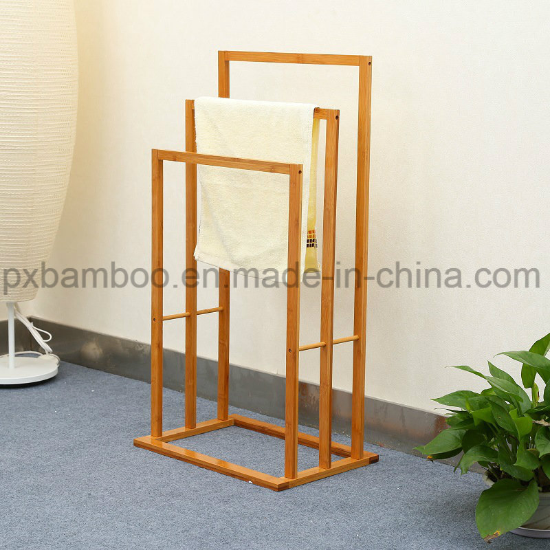 Bamboo Bath Towel Stand Drying Rack and Bamboo Washcloths Hanger Shelf