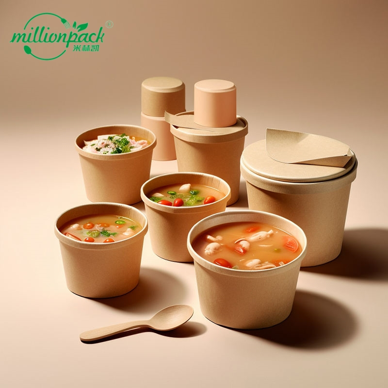 Disposable Kraft Paper Soup Bowl with Double Wall and CE Cert