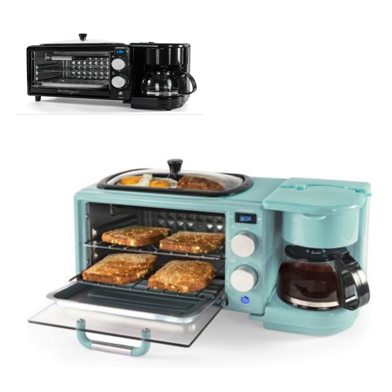 3-in-1 Breakfast Station with Electric Oven, Coffee Maker and Sandwich Maker Ideal for Kitchen Use
