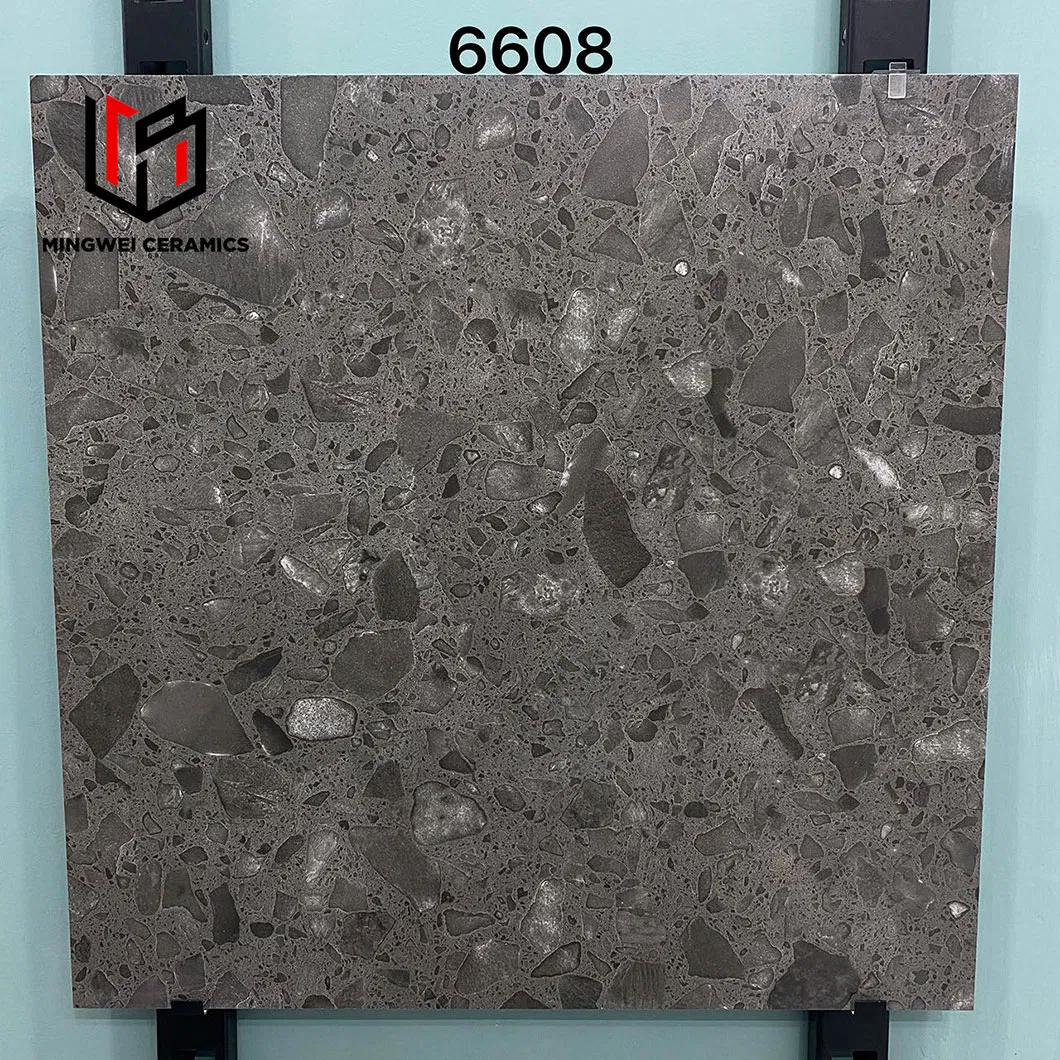 China 600X600 60X60 Grey Color Full Polished Glazed Terrazzo Marble Tile Manufacturers