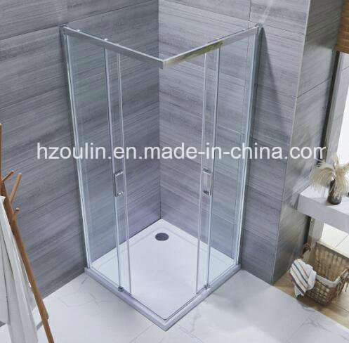 Corner Entry Shower Enclosure with 2 Sliding Doors + 2 Fixed Panels